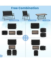 Sugift 4 Pieces Patio Folding Furniture Set with Spc Coffee Table and Patio Chairs