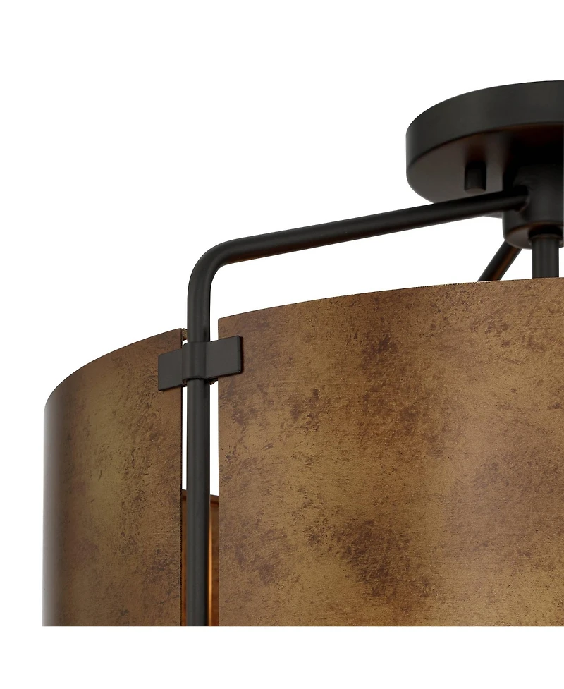 Possini Euro Design Possini Euro Julian Wide Rustic Bronze Drum 3-Light Ceiling Light