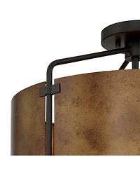 Possini Euro Design Possini Euro Julian Wide Rustic Bronze Drum 3-Light Ceiling Light