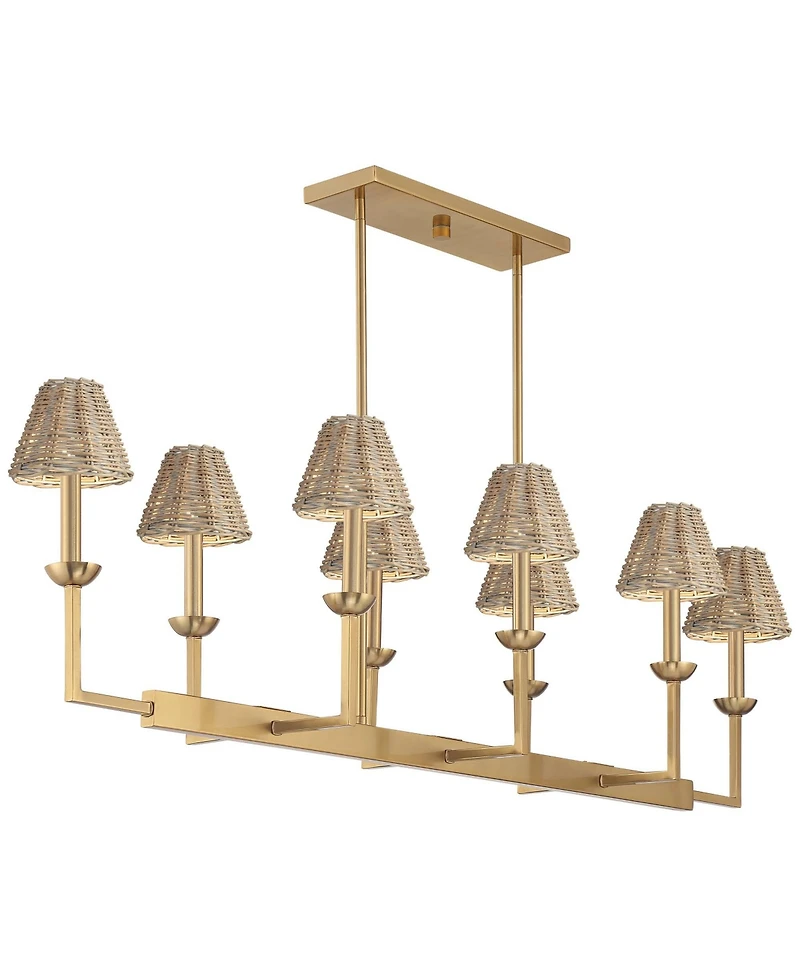 Possini Euro Design Kime 8-Light Island Chandelier w/ Wicker Shades