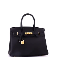 Pre-Owned Hermes Birkin 30 Handbag Black Togo with Gold Hardware