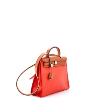 Pre-Owned HERMES 31 Herbag Zip Berline Vache Canvas and Leather