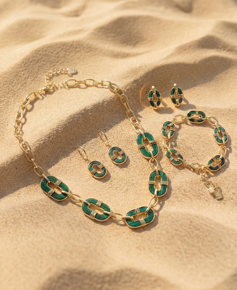 Robert Lee Morris Soho Malachite Reversible Link Bracelet