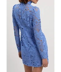 Karen Millen Women's Guipure Lace High Neck Woven Mini Dress