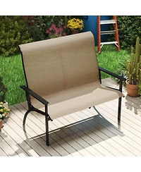 Slickblue Outdoor Garden Bench for 2 Person with High Back and Armrests