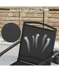 Gouun Outdoor 360 Degree Swivel Patio Chairs Set of 2 with High Back, Armrests and Breathable Seats