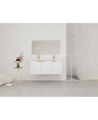 Sillysis 48 Inch Floating Bathroom Vanity with Double Resin Sink, Soft Close Doors, Large Storage Cabinet for Modern Home