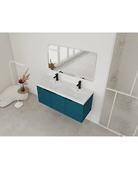 Sillysis 48 Inch Floating Bathroom Vanity with Double Resin Sink, Soft Close Doors, Large Storage Cabinet for Modern Home