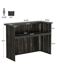 Tribesigns 63-Inch Home Bar Unit, Farmhouse Liquor Bar Table with Storage Shelves, 2-Tier Wine Bar Cabinet Mini Bar Table