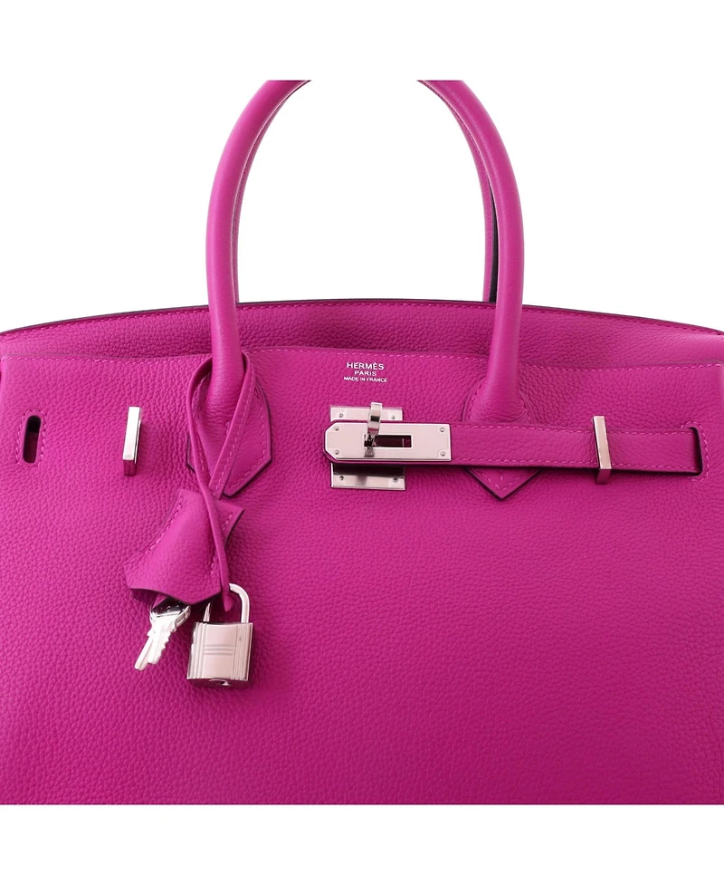Pre-Owned HERMES Birkin 30 Handbag Pink Togo with Palladium Hardware
