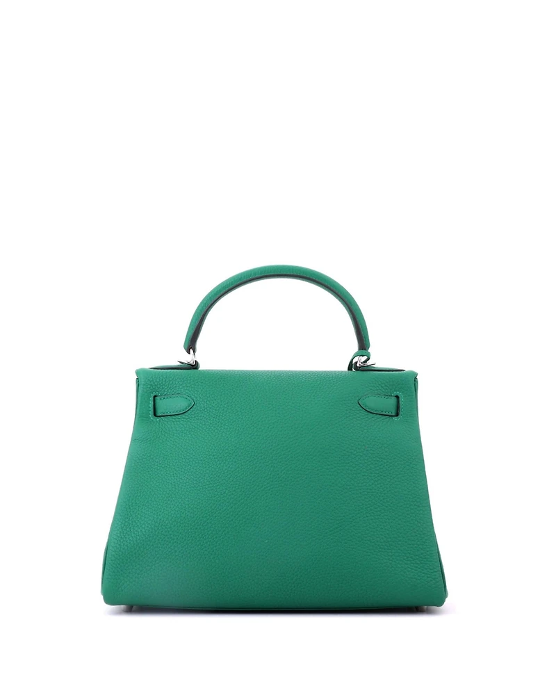 Pre-Owned HERMES Kelly 28 Handbag Green Togo with Palladium Hardware