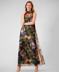 julia jordan Women's Halter Neck Satin Overlay Dress