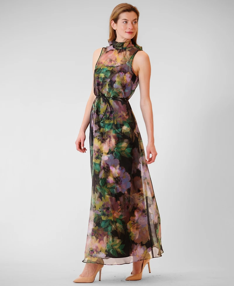 julia jordan Women's Halter Neck Satin Overlay Dress