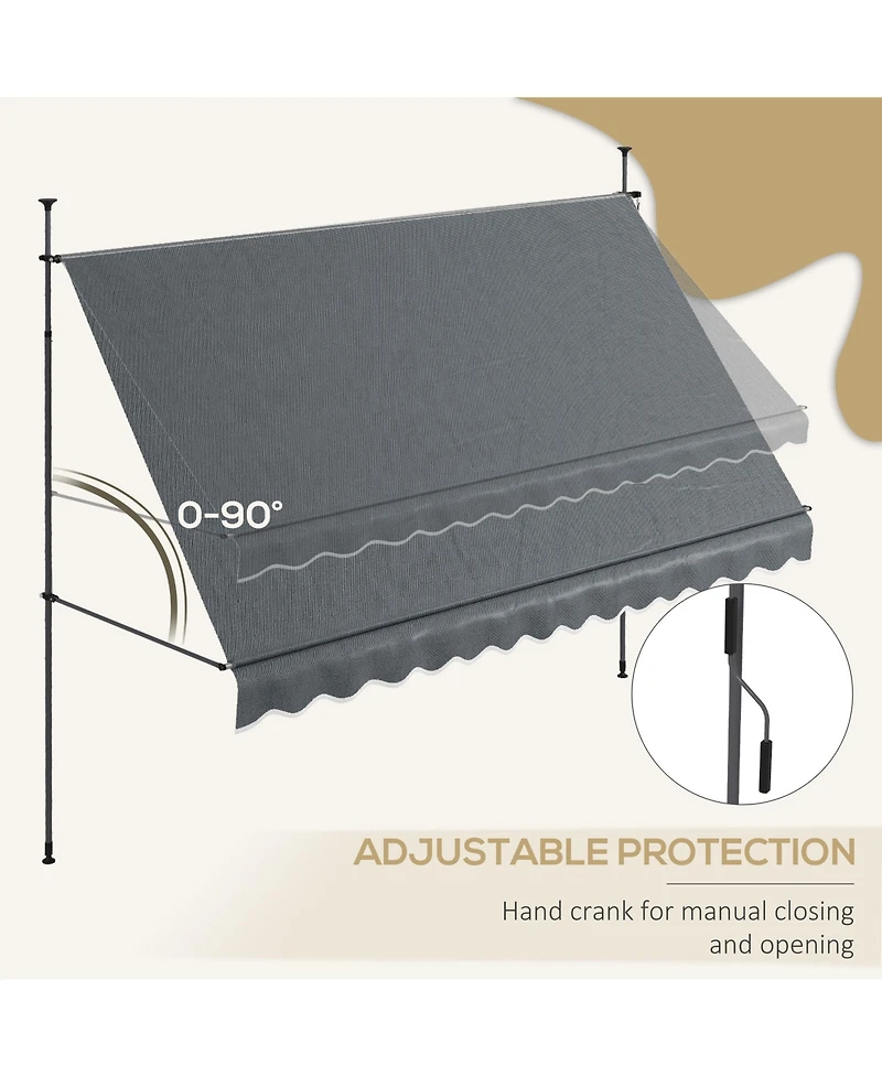 Outsunny 11.5' x 4' Retractable Awning, Non-Screw, Dark