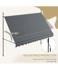 Outsunny 11.5' x 4' Retractable Awning, Non-Screw, Dark