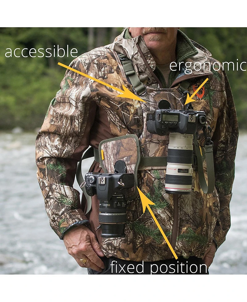 Cotton Carrier G3 Harness System for 2x Dslr Camera with Attached Lenses