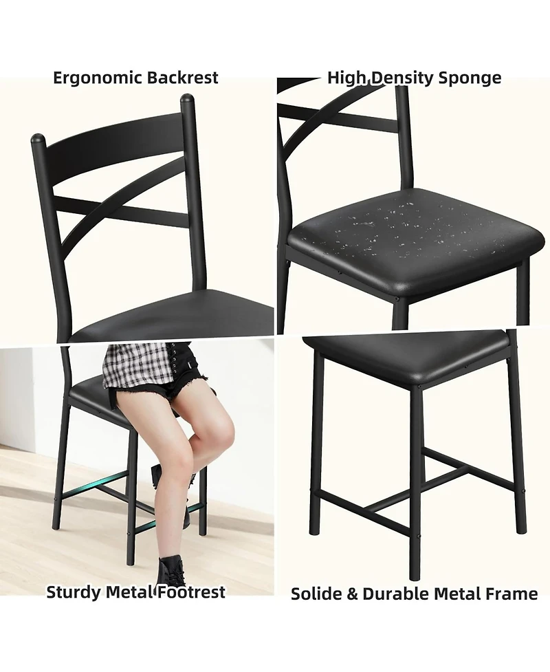 gaomon Bar Table and Chairs Set, 3 Piece Set with Flip Top Extension Storage Shelves, Dining for 2