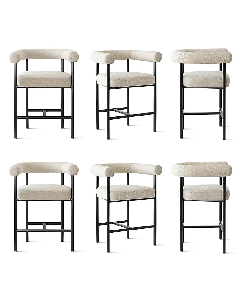 Maison Boucle 24" Counter Height Stools Set of 6 with Arms, Island Bar