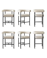 Maison Boucle 24" Counter Height Stools Set of 6 with Arms, Island Bar