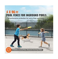 Sugift 96 Ft Removable Inground Pool Fence with 340gms Teslin Pvc Mesh