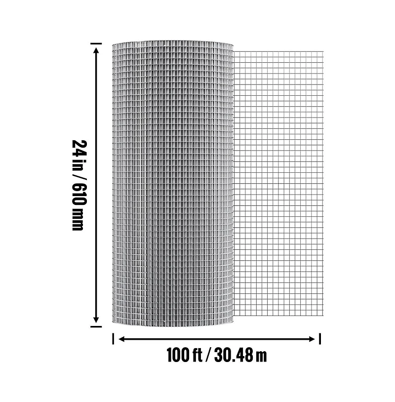 Sugift Hardware Cloth 1/2 in 24 in x 100 ft Galvanized Wire Mesh Roll