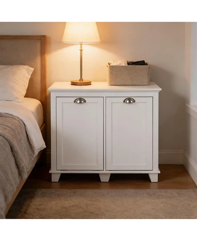 Clihome Wide Floor Cabinet Tilt-Out Laundry Hamper Cabinet, Freestanding Storage Cabinet