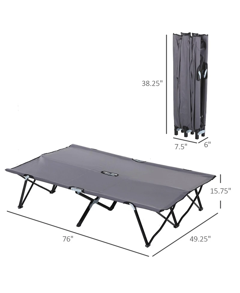 ECHTPeak 2 Person Folding Camping Cot for Adults, 50" Extra Wide Outdoor Portable Sleeping Cot with Carry Bag, Elevated Camping Bed, Beach Hiking