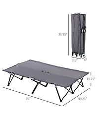 ECHTPeak 2 Person Folding Camping Cot for Adults, 50" Extra Wide Outdoor Portable Sleeping Cot with Carry Bag, Elevated Camping Bed, Beach Hiking