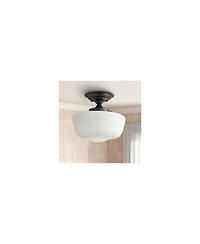 Regency Hill Schoolhouse Rustic Farmhouse Ceiling Light Semi Flush Mount Fixture Set of 2 Floating Glass for Bedroom