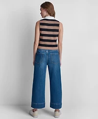 Dkny Jeans Women's Striped Sleeveless Polo Sweater