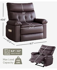 gaomon Oversized Extra Wide Recliner Chair - Faux Pu Leather Large Manual Recliner for Adults