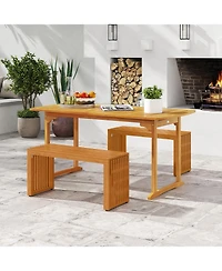 Slickblue Acacia Wood Patio Bench Loveseat All-Slat Outdoor Seating