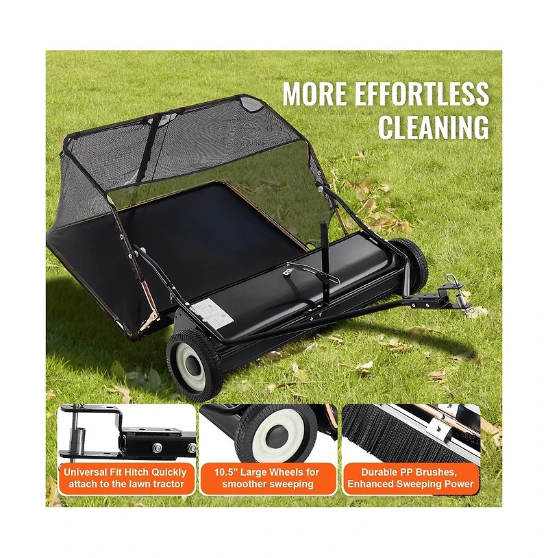 Sugift Tow Behind Lawn Sweeper with Collector Bag