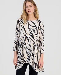 Jm Collection Women's Printed 3/4-Sleeve Swing Knit Top, Macy's Exclusive