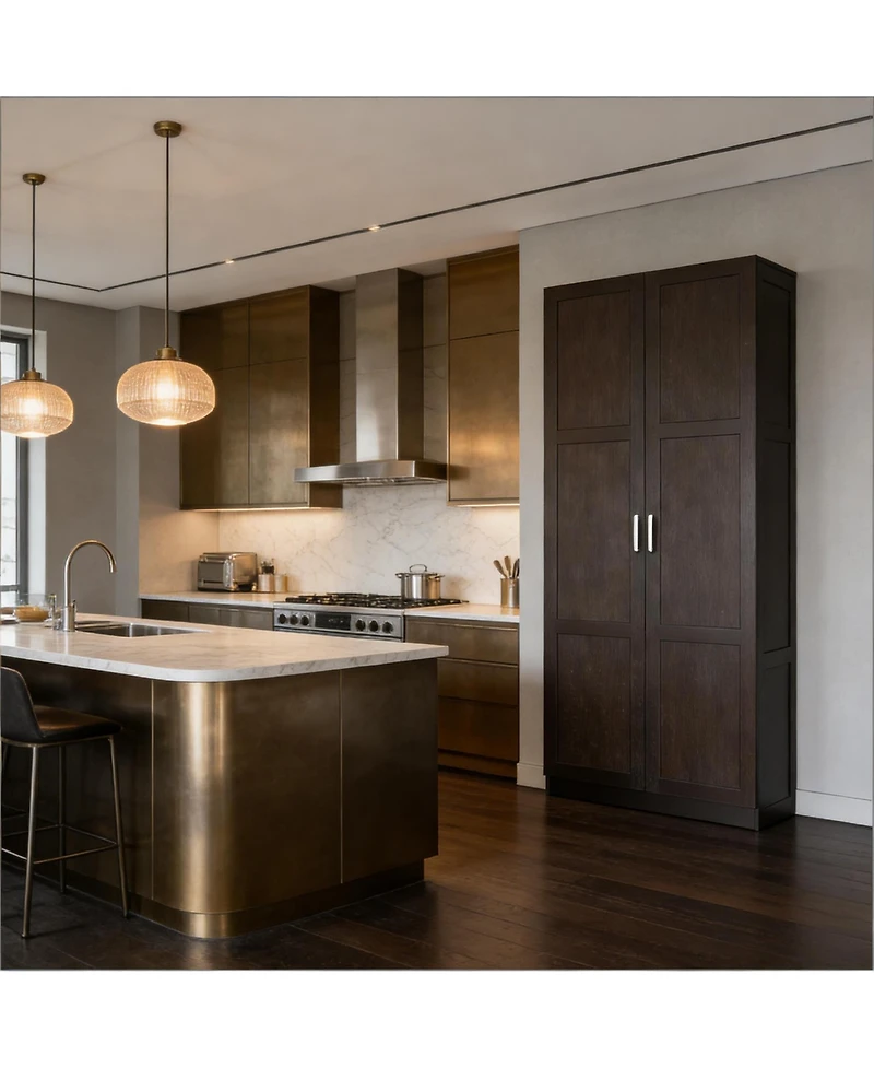 Clihome 70.9" Tall Kitchen Pantry Cabinet Plywood Storage Cabinet with Adjustable Shelves