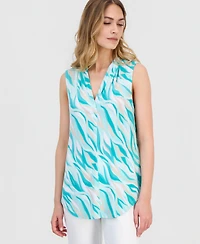 Jm Collection Women's Printed Sleeveless V-Neck Knit Top, Macy's Exclusive