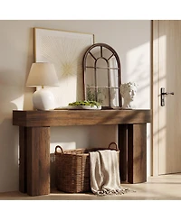 Tribesigns 2 Tier Console Table, 63 Inches Sofa Table Behind Couch, Industrial Console Sofa Table with Storage Shelf, Long Hallway Foyer Table