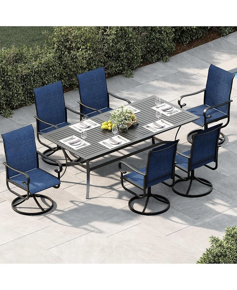 gaomon Set of 6 Swivel Rocking Patio Chairs, High Back Outdoor Deck Seating, All-Weather Textilene, Coated Metal Frame