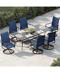 gaomon Set of 6 Swivel Rocking Patio Chairs, High Back Outdoor Deck Seating, All-Weather Textilene, Coated Metal Frame