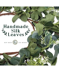 Gnuadz Eucalyptus Wreath Handmade Green Leaves Floral Wall Decor
