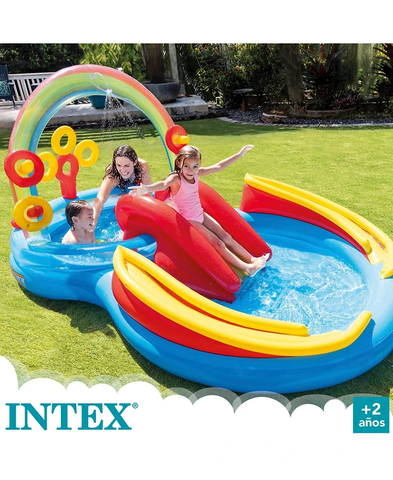 Gnuadz Rainbow Slide Inflatable Pool Ring Toss Kids Water Play
