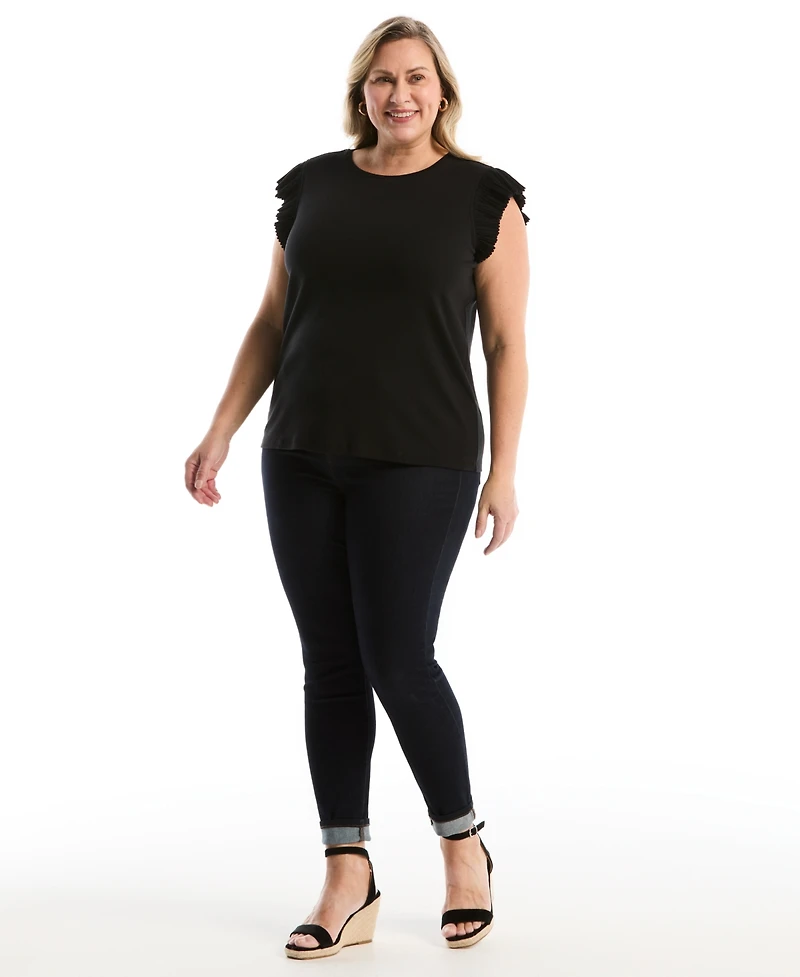 Rafaella Plus Ruffle Cap-Sleeve Top