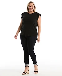Rafaella Plus Ruffle Cap-Sleeve Top
