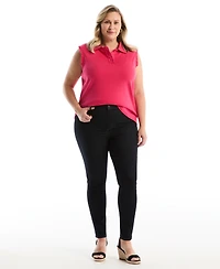 Rafaella Plus Ruffle Trim Sleeveless Polo Shirt