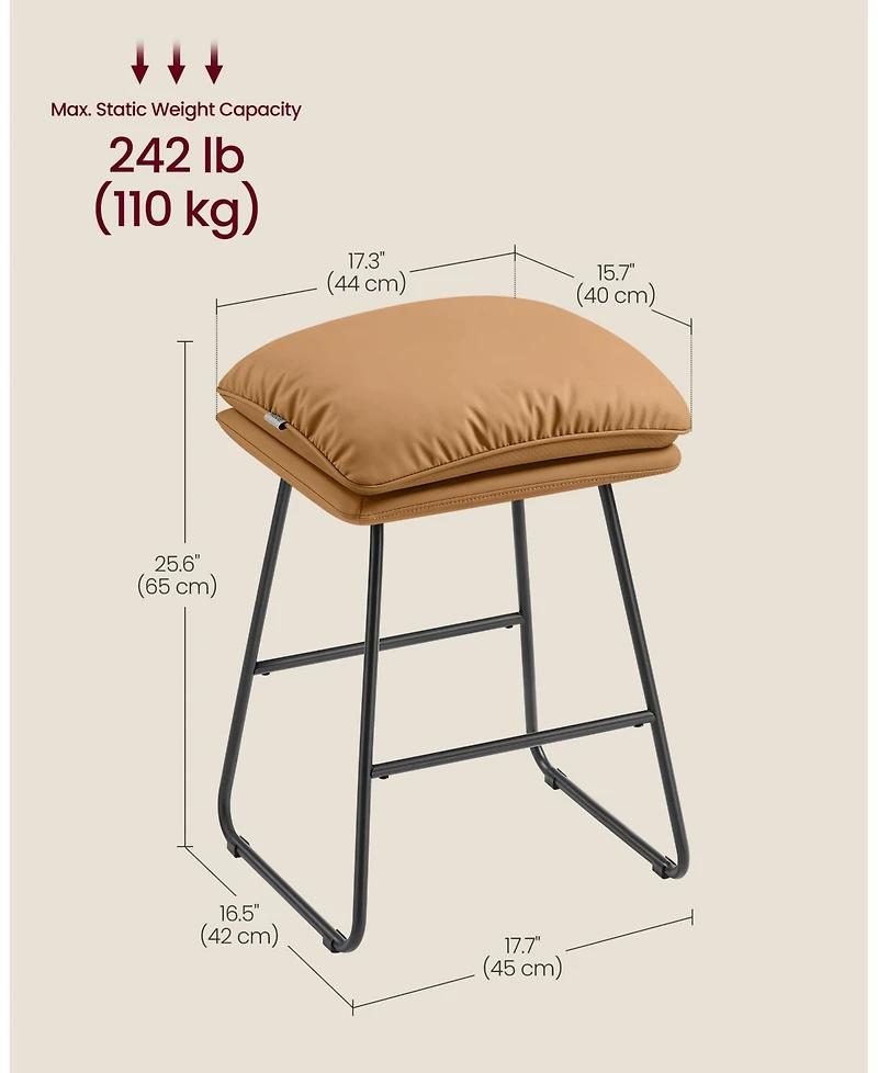 Slickblue Caramel Brown Counter Stools Set of 2 Cushioned Sled Base