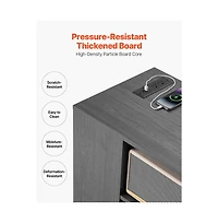 Sugift 3 Drawer Wooden File Cabinet Mobile Filing Cabinet with Power Strip Lockable Rolling File