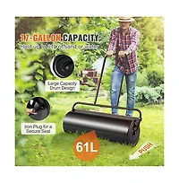 Sugift 17 Gallon Sand Water Filled Yard Roller Steel Push Pull Lawn Roller