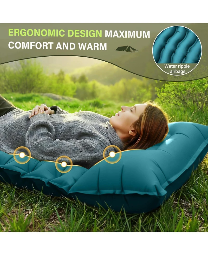 Gnuadz Camping Sleeping Pad Ultralight Inflatable Mat Foot Pump Pillow Outdoor Recreation Gear