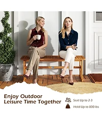 Gymax 51 Inches Acacia Wood Outdoor Bench w/ Slatted Seat and X-Shaped Frame