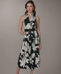 Donna Karan New York Women's Collared Halter A-Line Sleeveless Dress